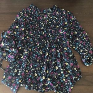 Sheer floral tunic blouse